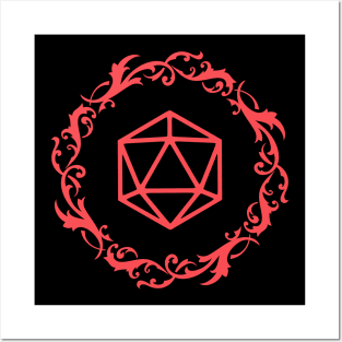 Magical Polyhedral D20 Dice Red Tabletop Roleplaying RPG Gaming Addict Posters and Art